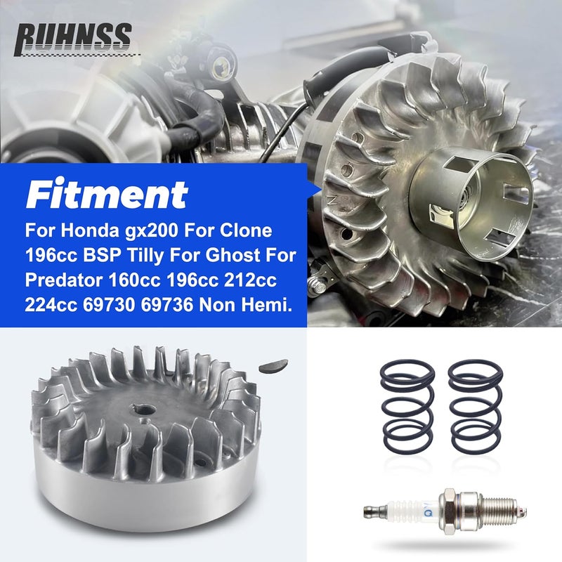 BUHNSS Aluminum Flywheel 10krpm With Spark Plug 22lb Springs For Honda gx200 For Clone 196cc BSP Tilly For Predator 160cc 196cc 212cc 224cc 69730 69736 Non Hemi Mini Bike Performance Parts - Image 2